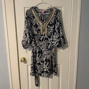 Lilly coral print and beaded Caftan